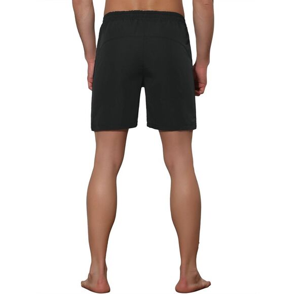 Men's Solid Color Elastic Waistband Lightweight Swimwear Shorts Black - Picture 3 of 6